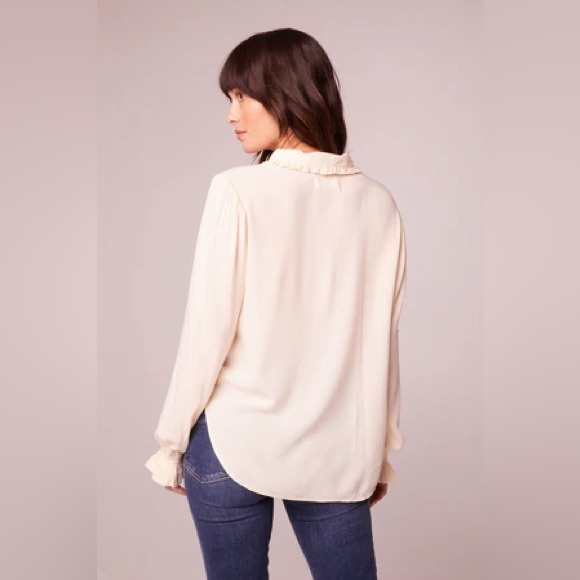 NWT Band of The Free DENISE CREAM RUFFLE COLLAR TOP with Cuffed Sleeves - Picture 5 of 5